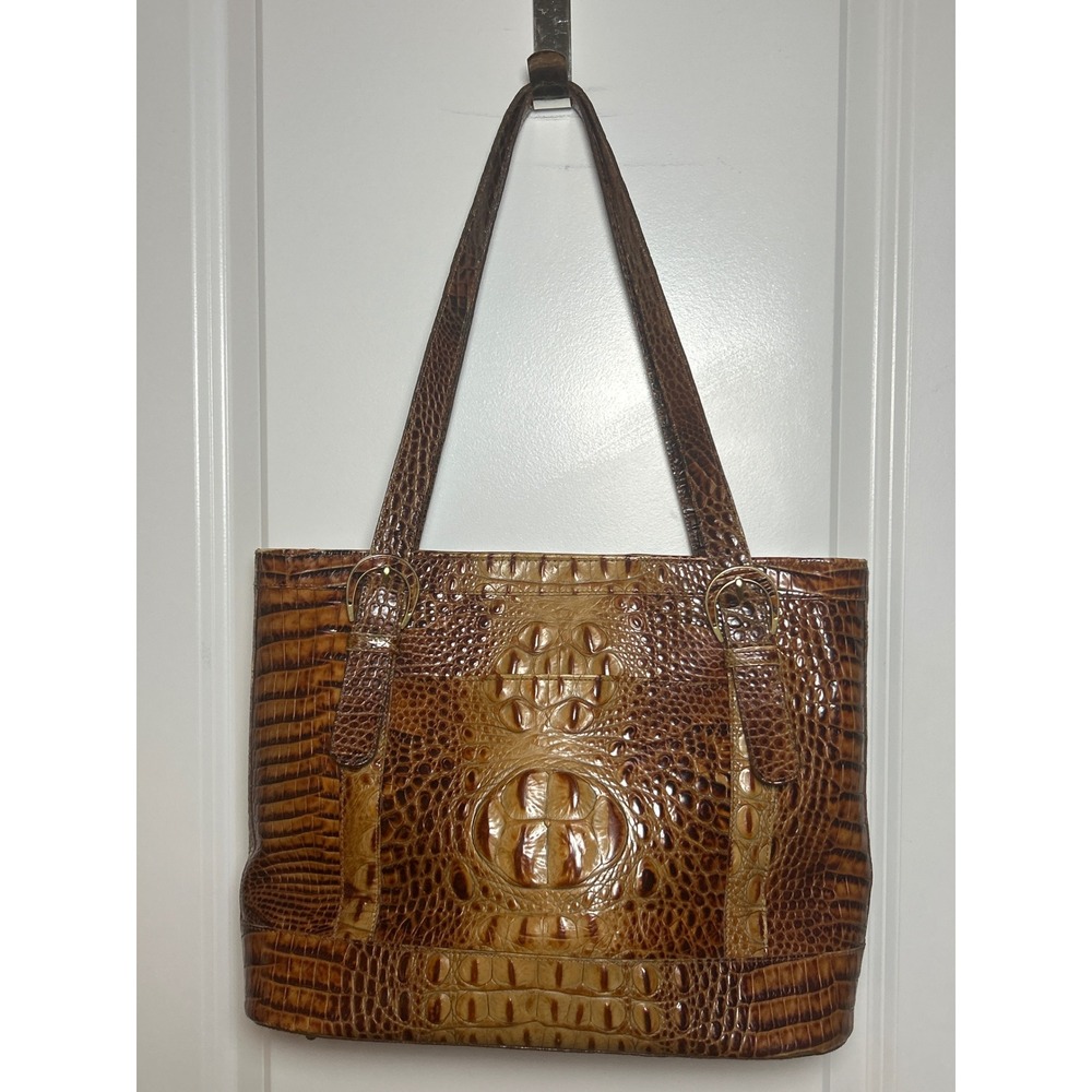 Brahmin Croc Embossed Leather Tote Bag Designer‎ Purse Satchel Handbag
